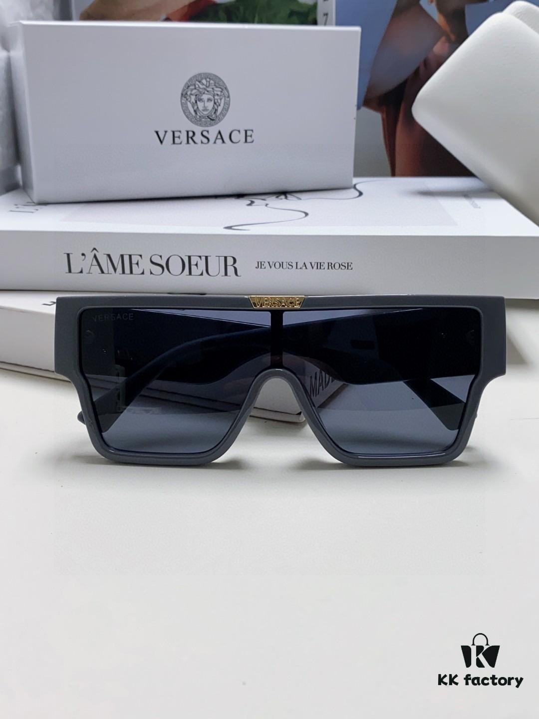 Versace 2024 New Arrival European and American Style Oversized Square Frame Sunglasses for Women with Round Face, Fashion Unisex Eyewear