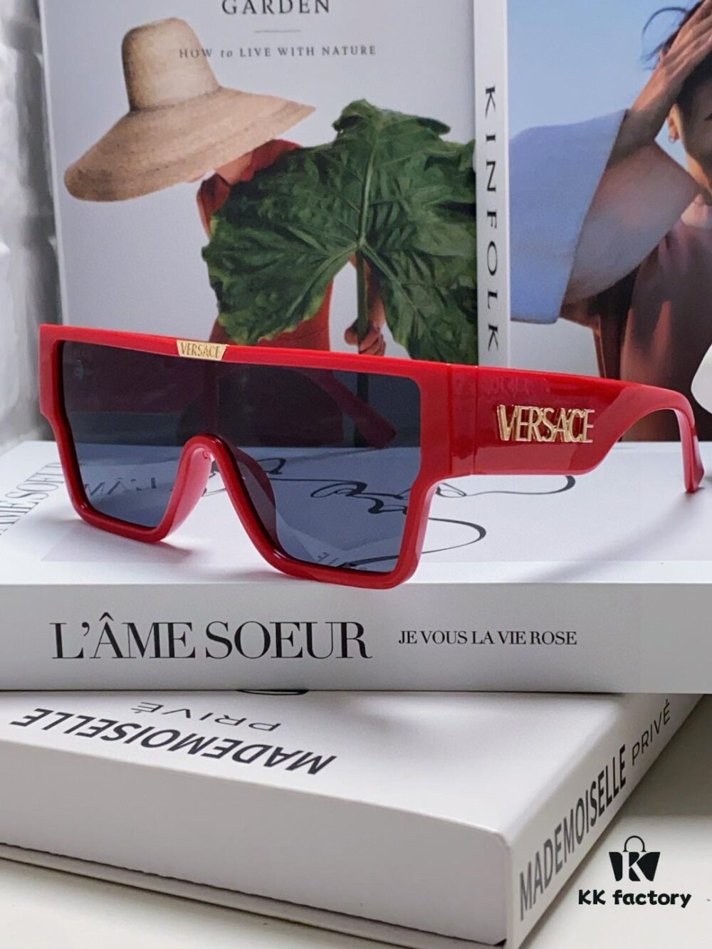 Versace 2024 New Arrival European and American Style Oversized Square Frame Sunglasses for Women with Round Face, Fashion Unisex Sunglasses