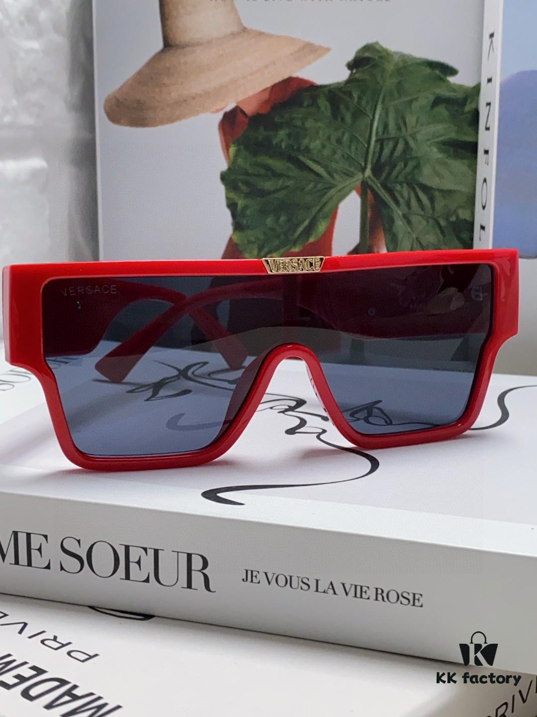 Versace 2024 New Arrival European and American Style Oversized Square Frame Sunglasses for Women with Round Face, Fashion Unisex Sunglasses