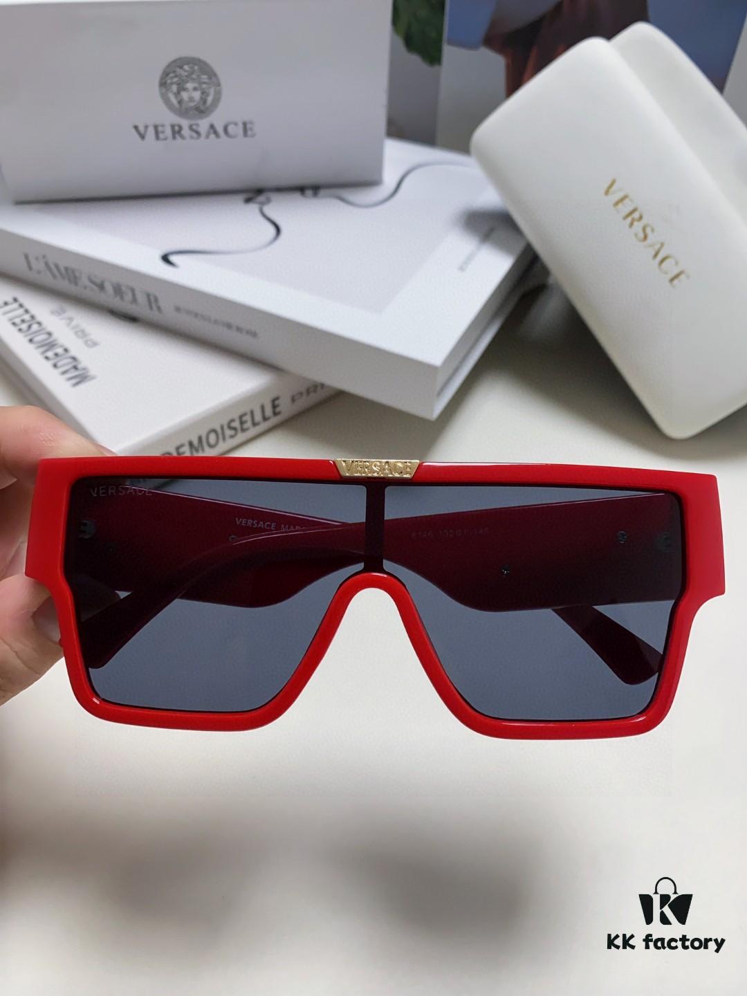 Versace 2024 New Arrival European and American Style Oversized Square Frame Sunglasses for Women with Round Face, Fashion Unisex Sunglasses