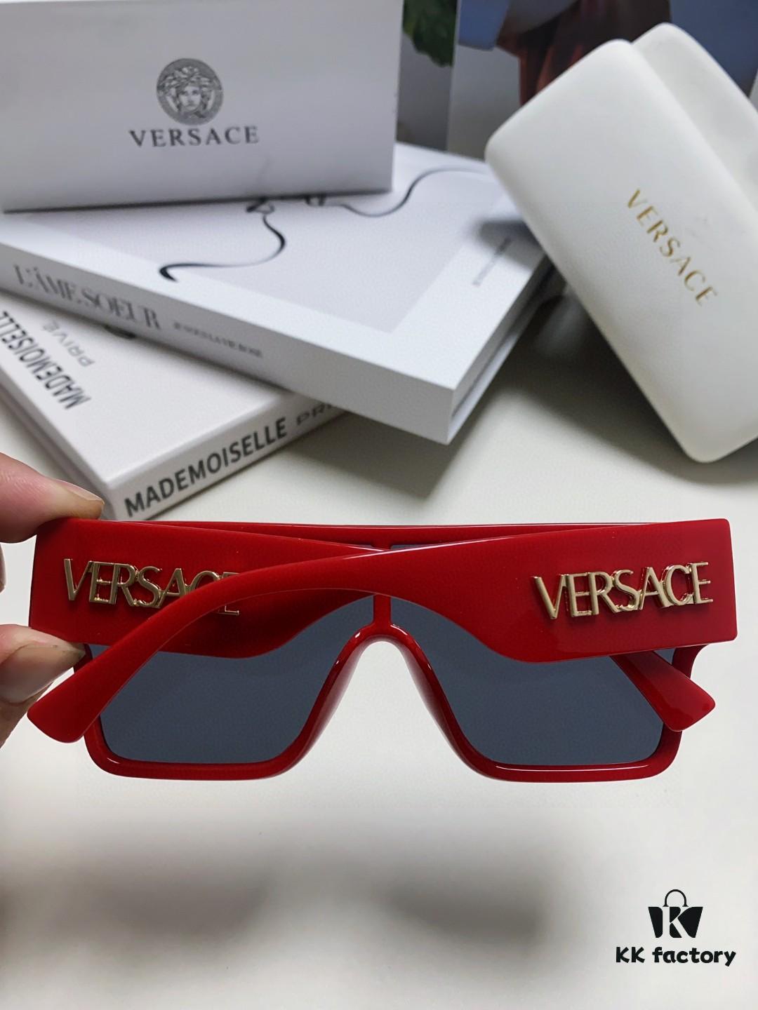 Versace 2024 New Arrival European and American Style Oversized Square Frame Sunglasses for Women with Round Face, Fashion Unisex Sunglasses