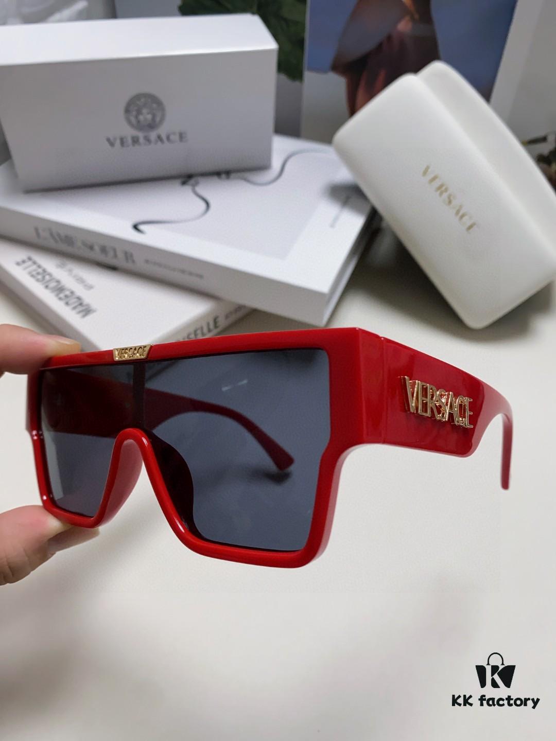 Versace 2024 New Arrival European and American Style Oversized Square Frame Sunglasses for Women with Round Face, Fashion Unisex Sunglasses