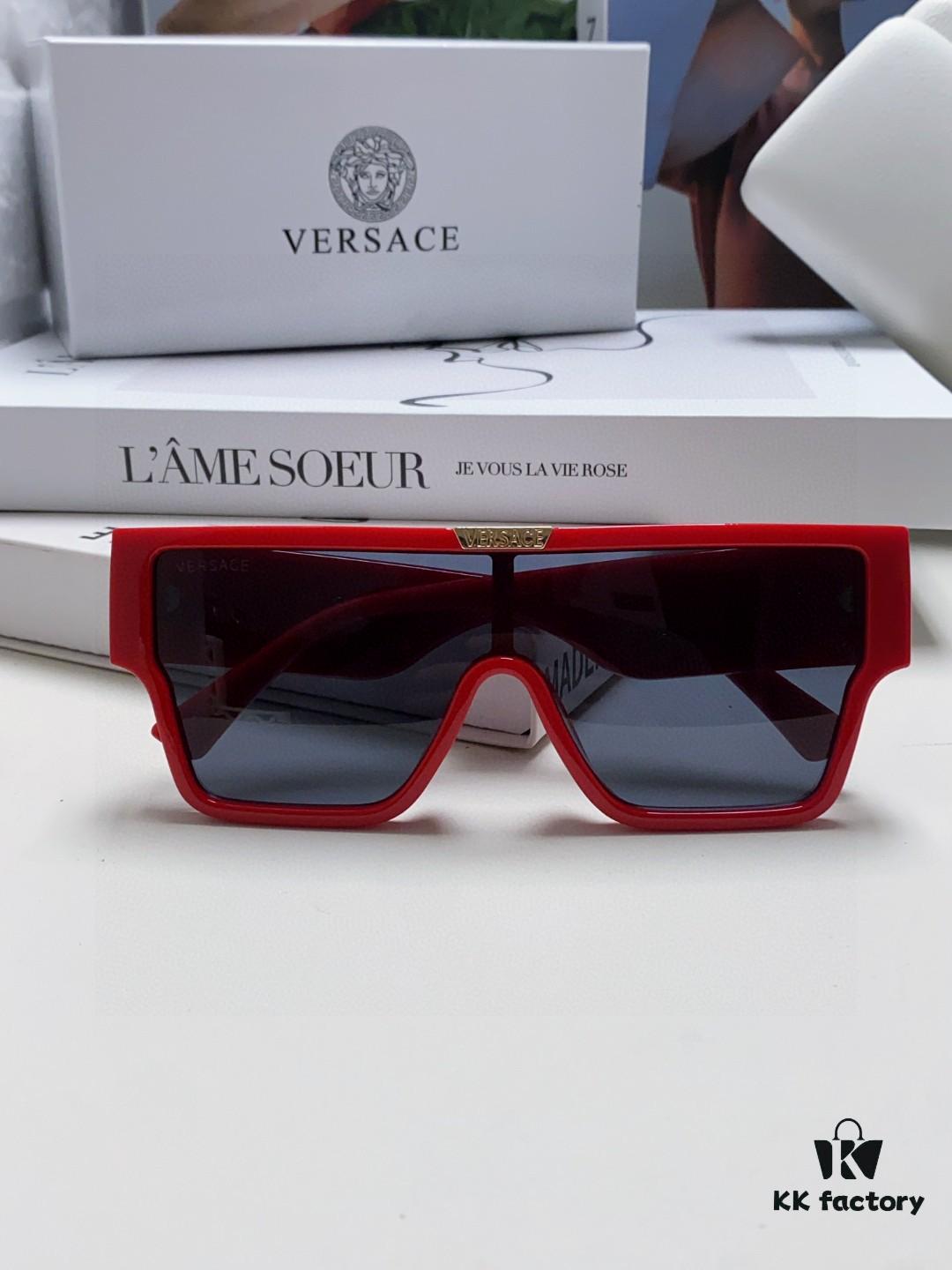 Versace 2024 New Arrival European and American Style Oversized Square Frame Sunglasses for Women with Round Face, Fashion Unisex Sunglasses