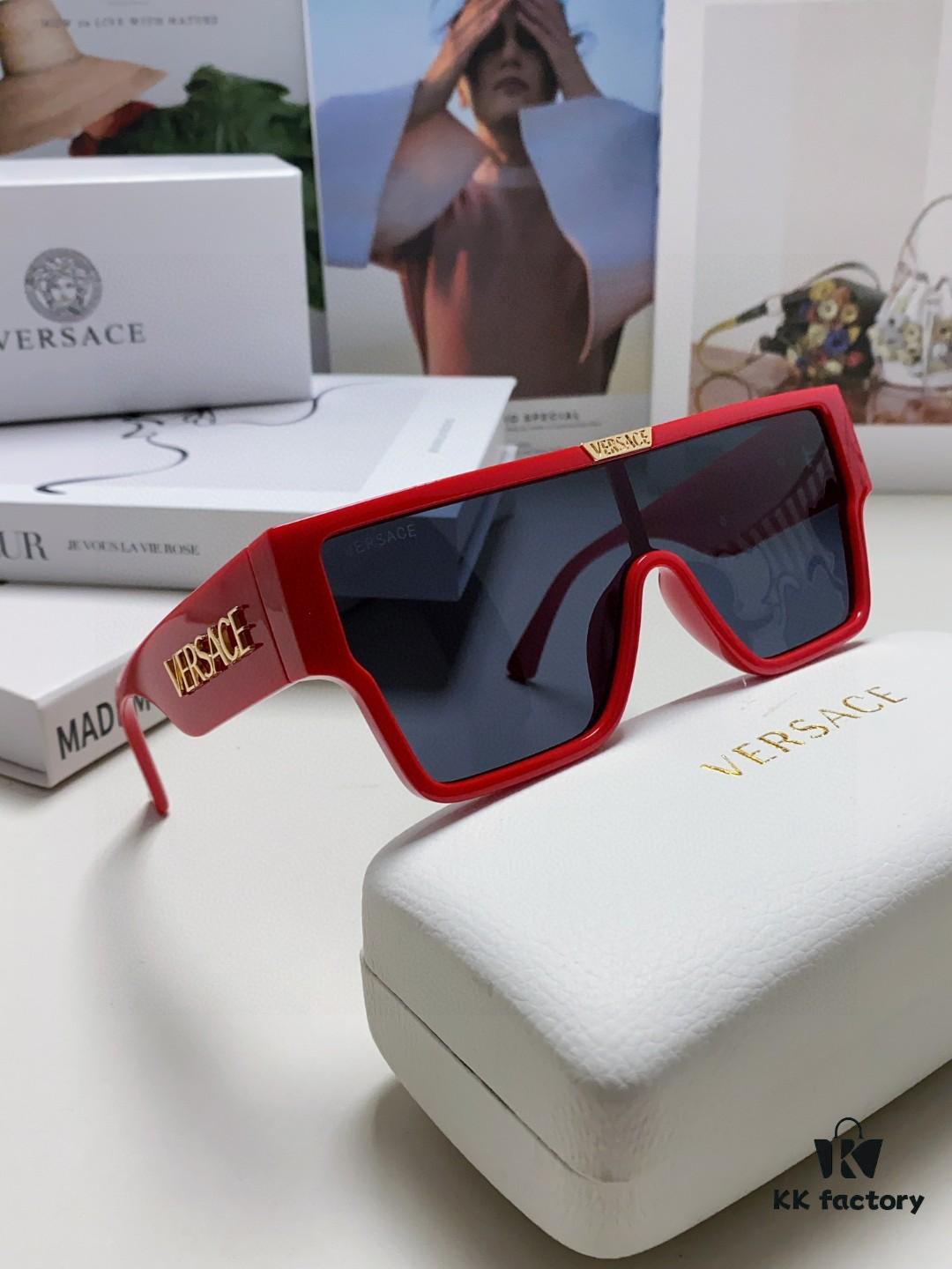 Versace 2024 New Arrival European and American Style Oversized Square Frame Sunglasses for Women with Round Face, Fashion Unisex Sunglasses
