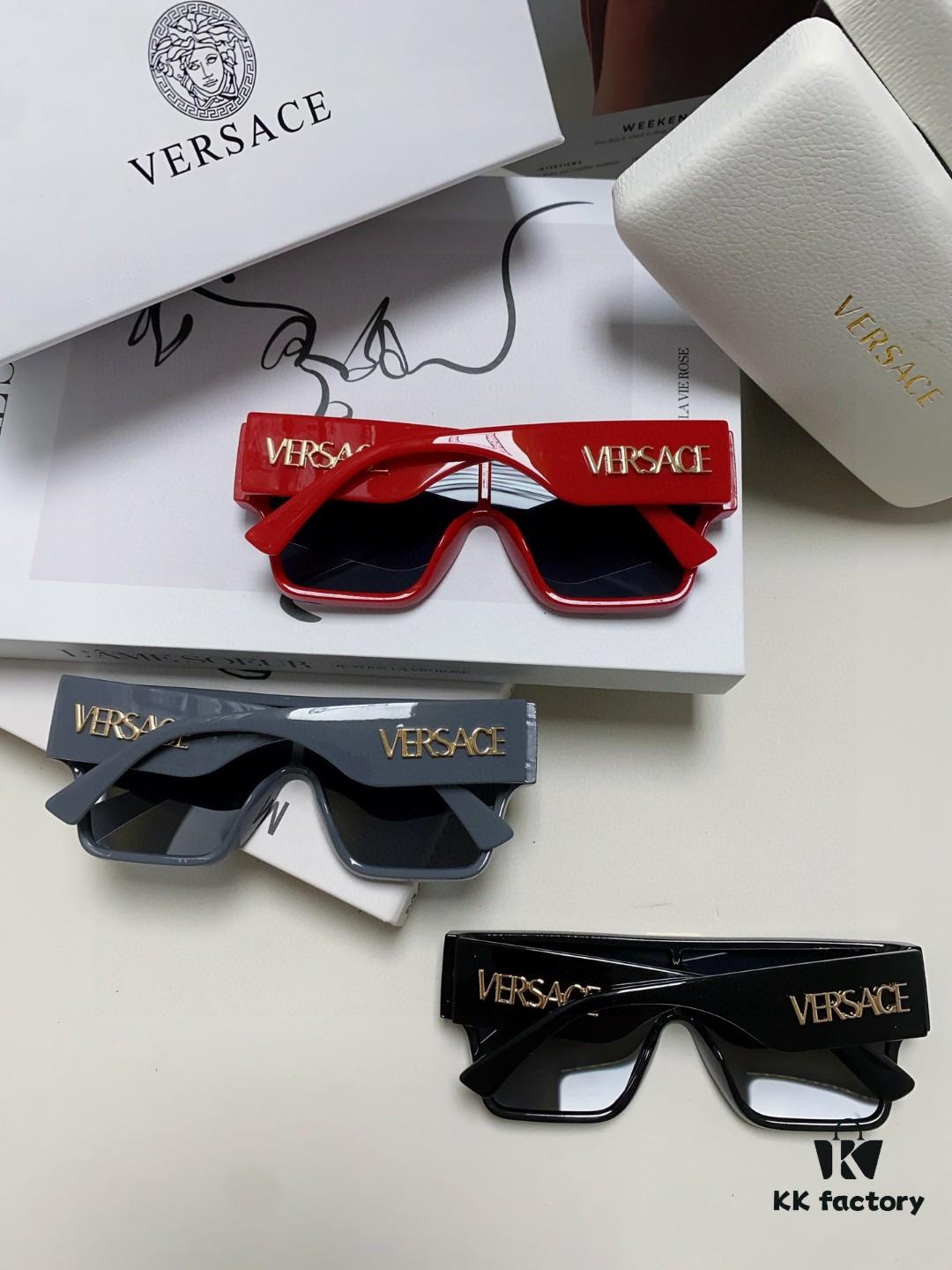 Versace 2024 New Arrival European and American Style Oversized Square Frame Sunglasses for Women with Round Face, Fashion Unisex Sunglasses