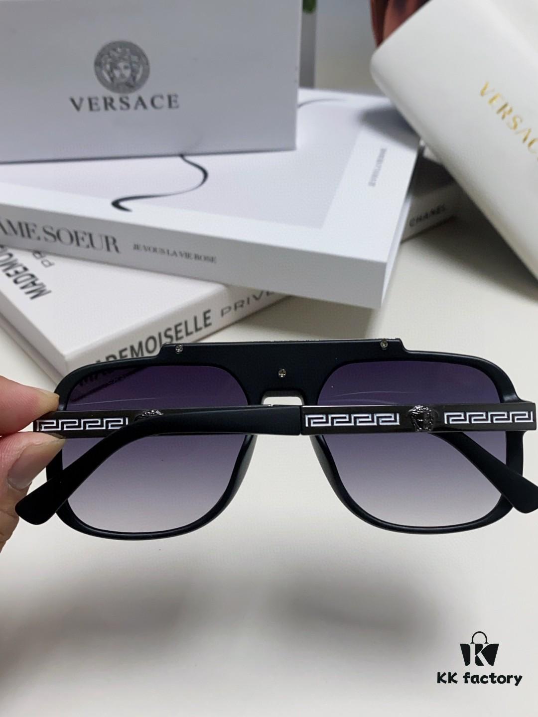 VERSACE Vintage-Style Sunglasses with Metal Decorations and Medusa Logo, Fashion Unisex Sun Glasses for Street Photography