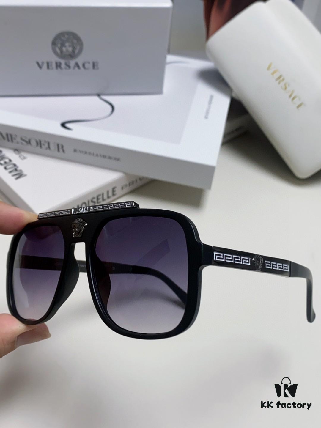 VERSACE Vintage-Style Sunglasses with Metal Decorations and Medusa Logo, Fashion Unisex Sun Glasses for Street Photography