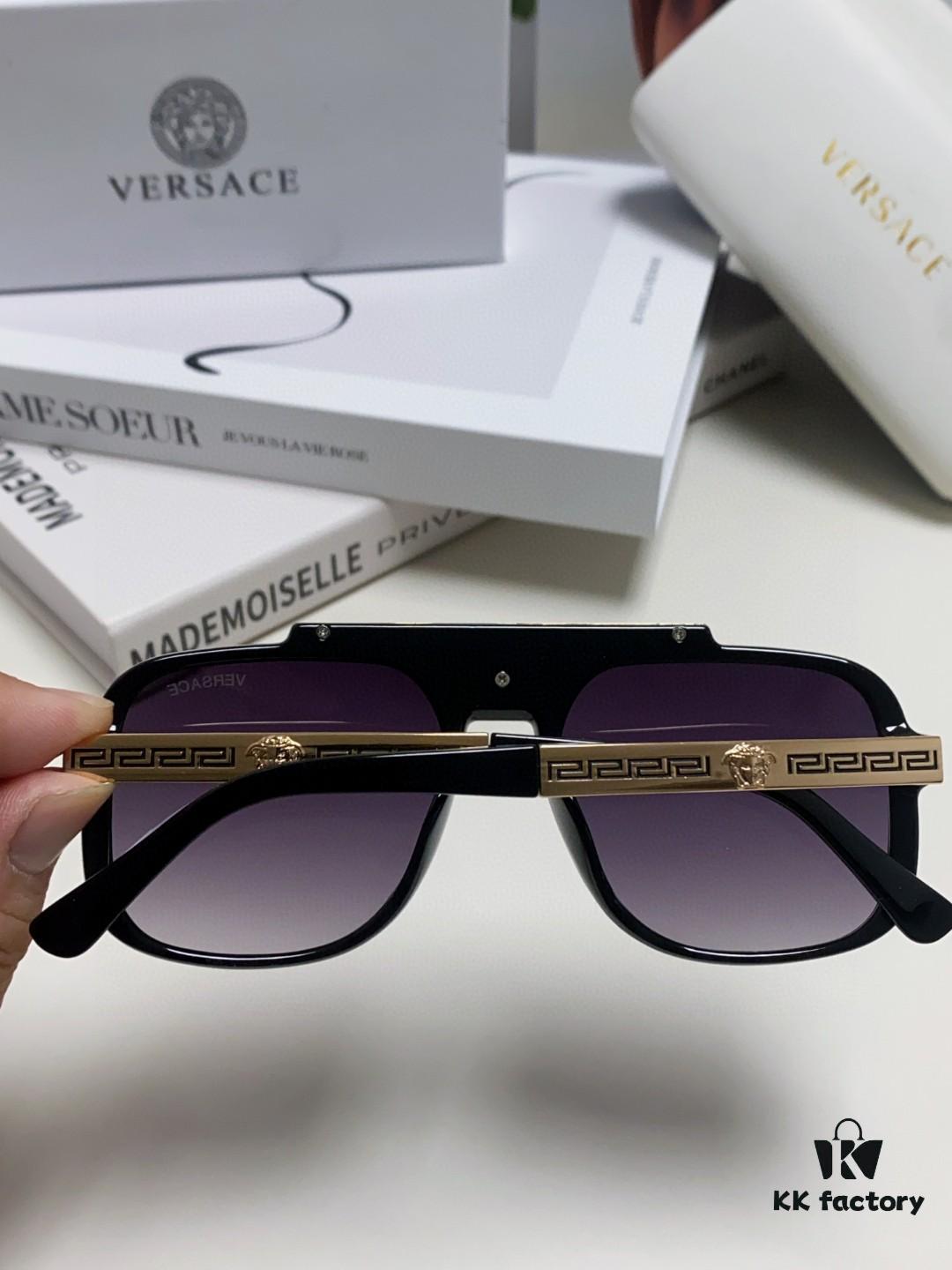VERSACE Vintage-Style Sunglasses with Metal Decoration, Retro Unisex Sun Glasses Featuring Medusa Logo for Street Photography