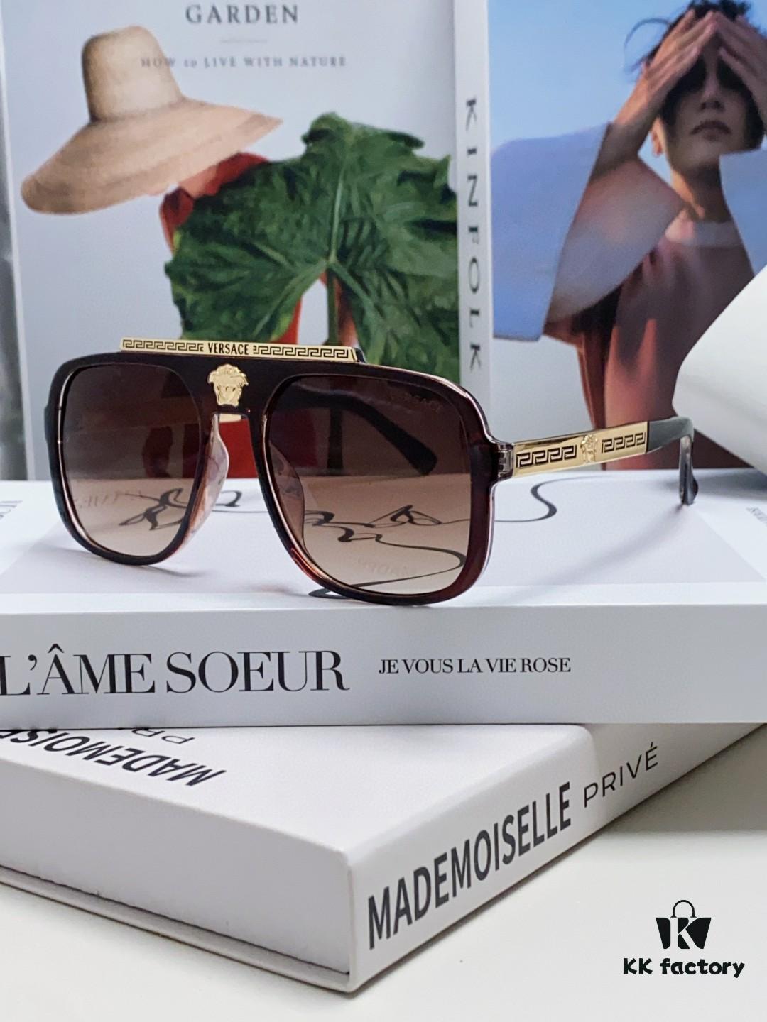 VERSACE Vintage Men's Sunglasses with Medusa Logo and Metal Decor