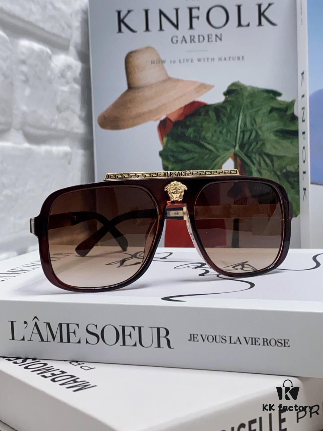 VERSACE Vintage Men's Sunglasses with Medusa Logo and Metal Decor