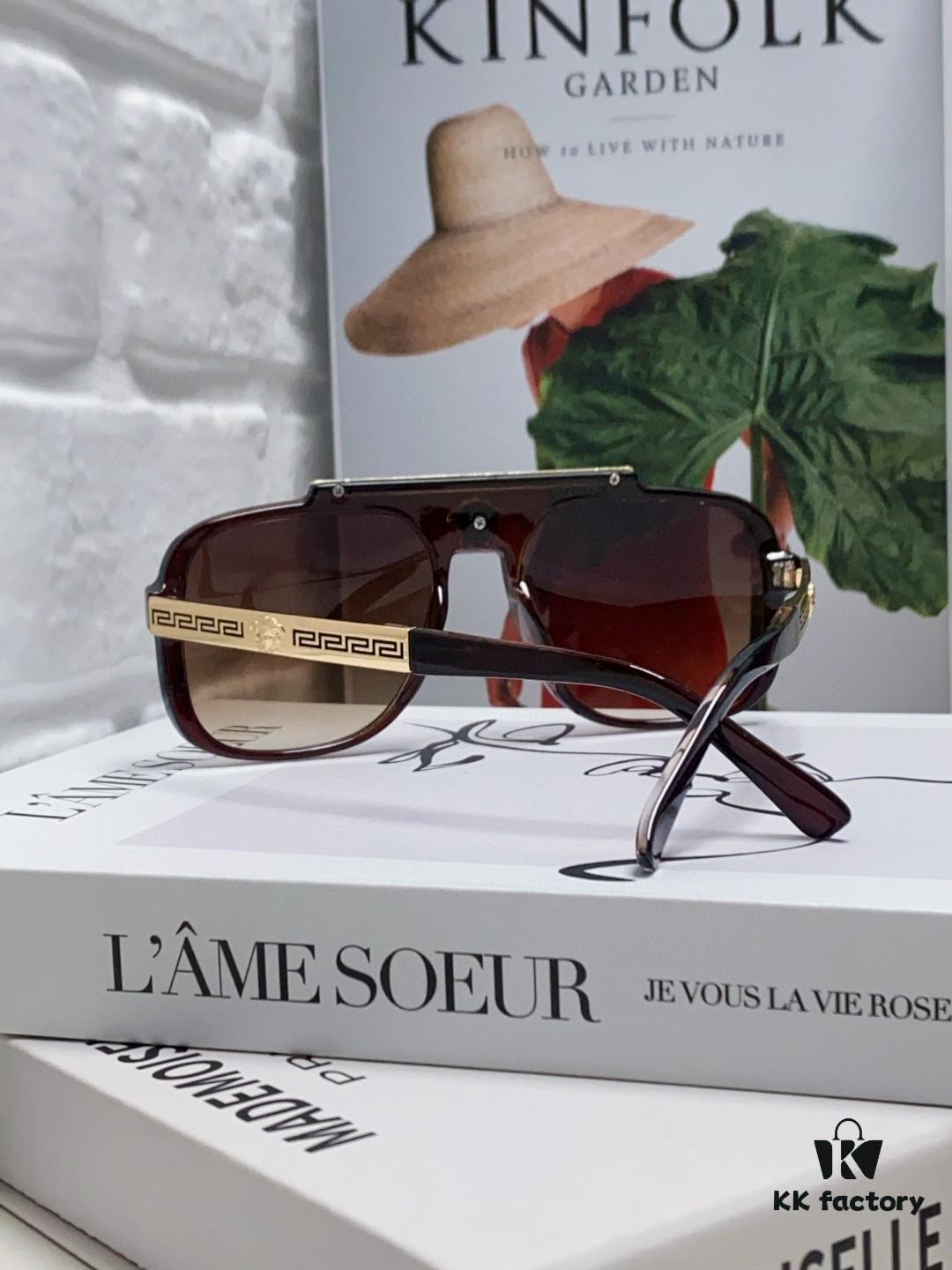 VERSACE Vintage Men's Sunglasses with Medusa Logo and Metal Decor