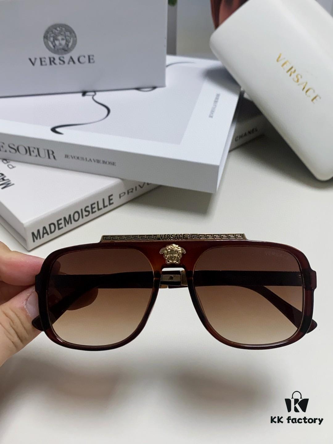 VERSACE Vintage Men's Sunglasses with Medusa Logo and Metal Decor