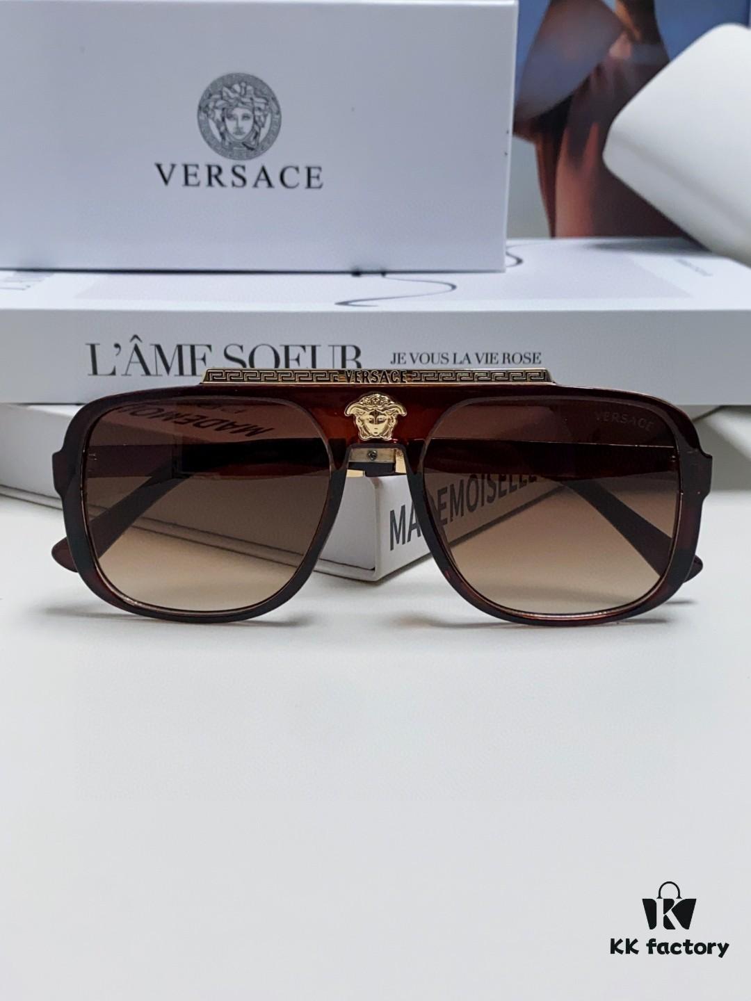 VERSACE Vintage Men's Sunglasses with Medusa Logo and Metal Decor