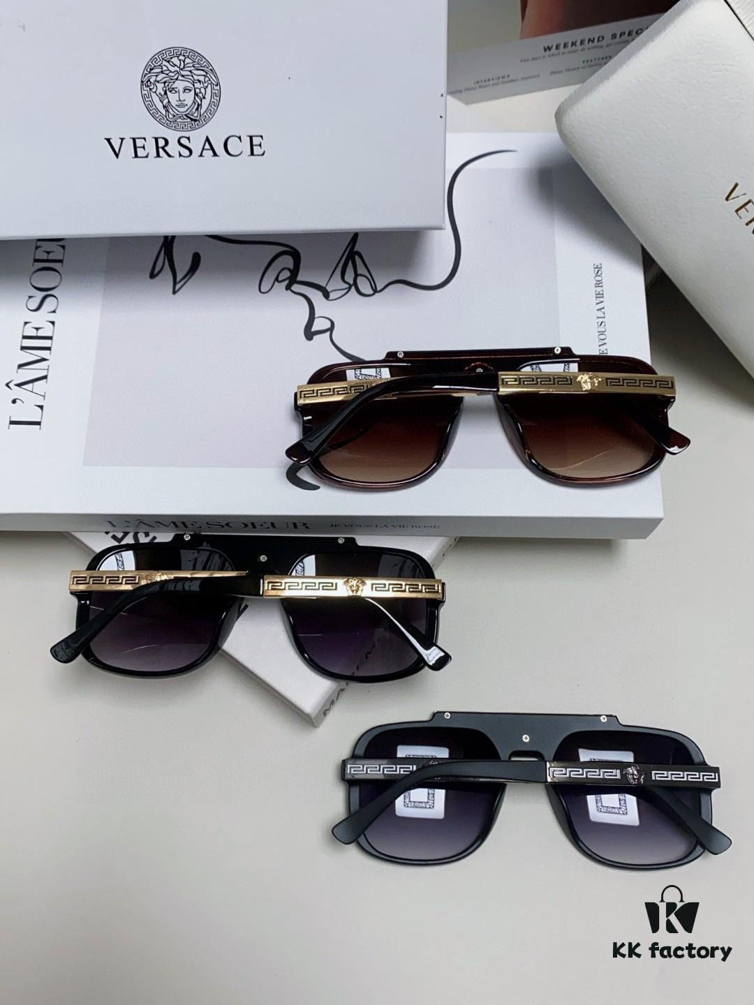 VERSACE Vintage Men's Sunglasses with Medusa Logo and Metal Decor