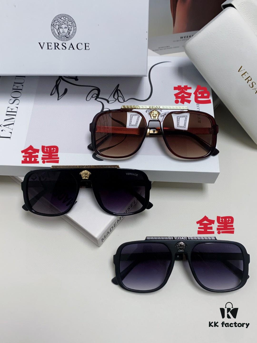 VERSACE Vintage Men's Sunglasses with Medusa Logo and Metal Decor