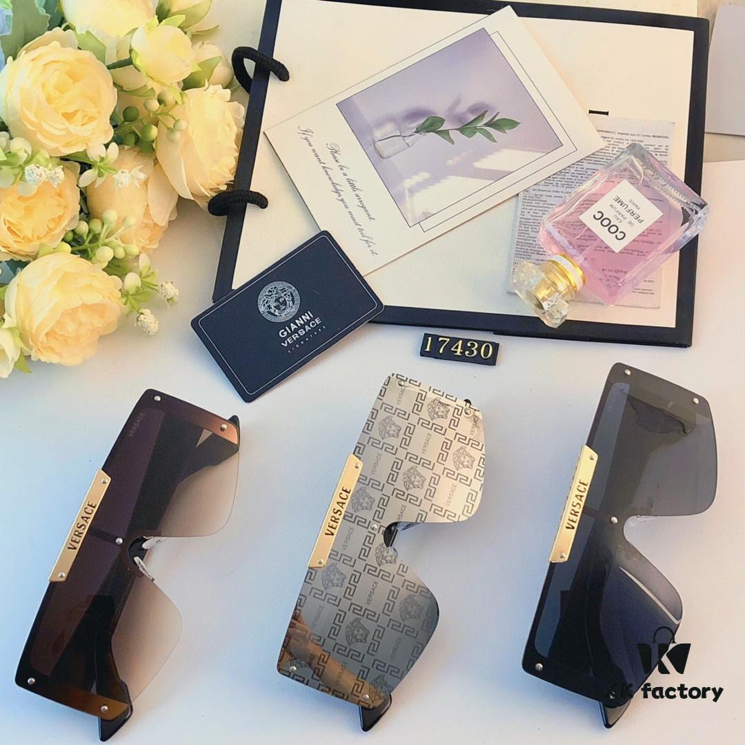 Versace New One-Piece Oversized Sunglasses for Women, Fashionable European and American Style Sun Glasses, Trendy Street Snap Cycling Eyewear