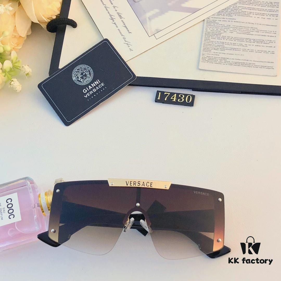 Versace New One-Piece Oversized Sunglasses for Women, Fashionable European and American Style Sun Glasses, Trendy Street Snap Cycling Eyewear