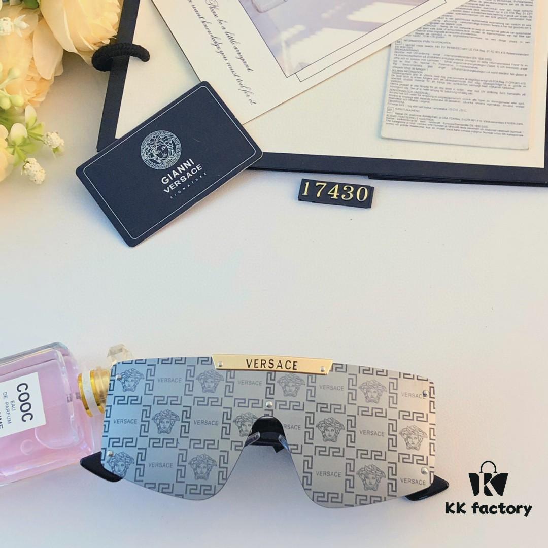 Versace New One-Piece Oversized Sunglasses for Women, Fashionable European and American Style Sun Glasses, Trendy Street Snap Cycling Eyewear