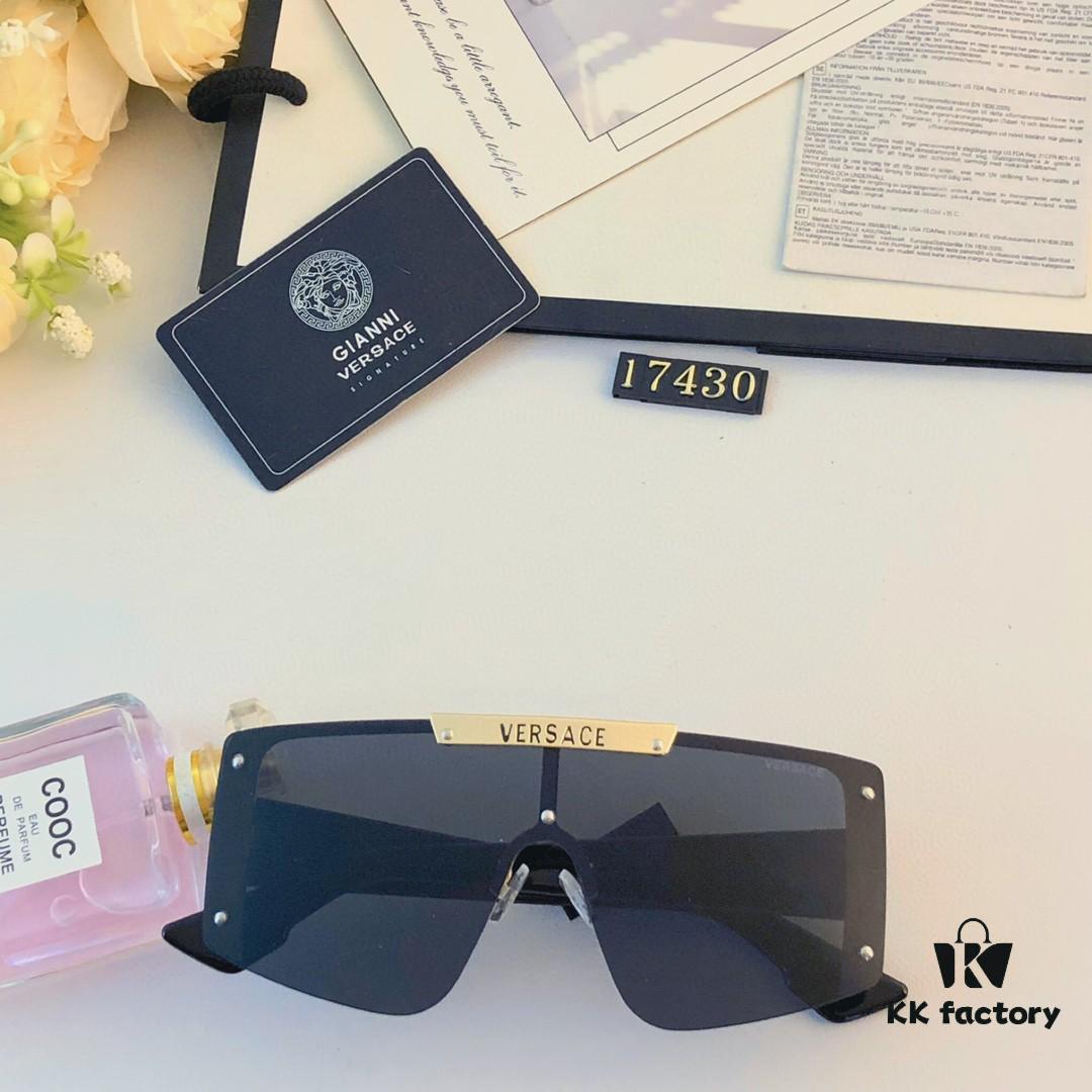 Versace New One-Piece Oversized Sunglasses for Women, Fashionable European and American Style Sun Glasses, Trendy Street Snap Cycling Eyewear