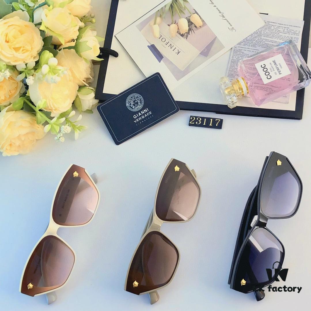 Versace 2024 New Fashion Sunglasses for Women, Stylish European and American Trend, Slimming and Versatile Casual Sunglasses