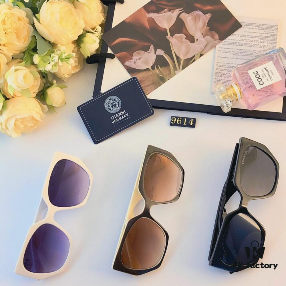 Versace Retro Polygonal New Instagram Style Trendy Sunglasses for Women, Round Face, Influencer Couple Street Snap Shades