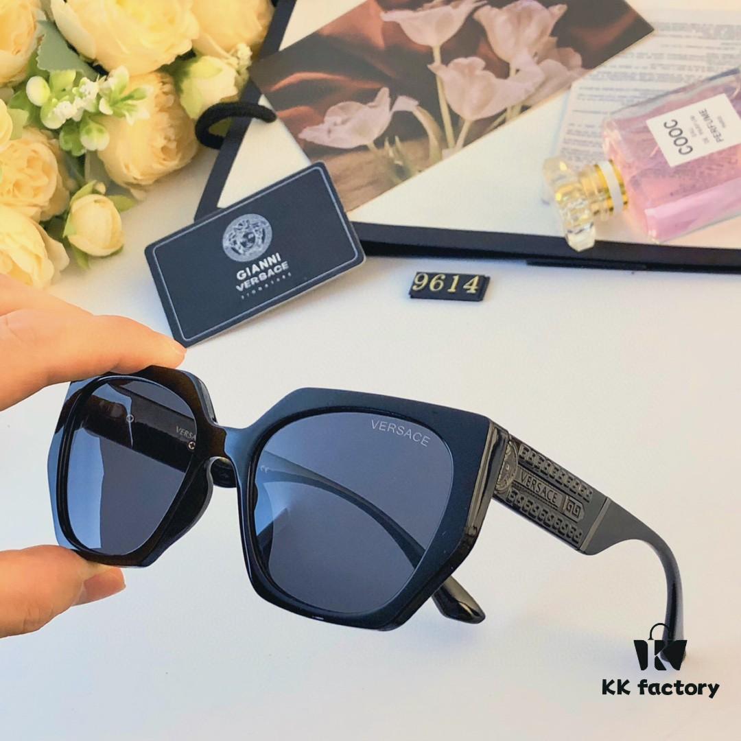 Versace Retro Polygonal New Instagram Style Trendy Sunglasses for Women, Round Face, Influencer Couple Street Snap Shades