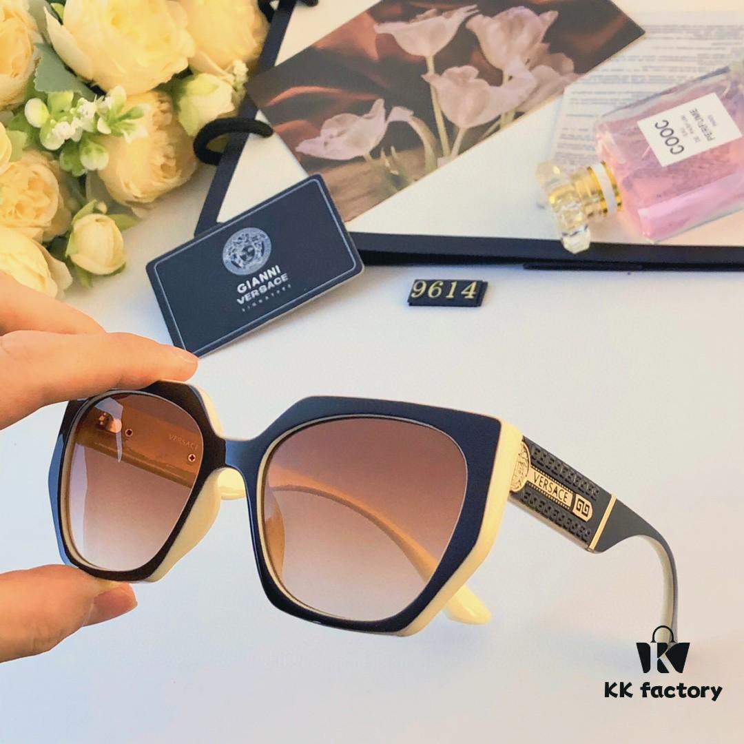 Versace Retro Polygonal New Instagram Style Trendy Sunglasses for Women, Round Face, Influencer Couple Street Snap Shades