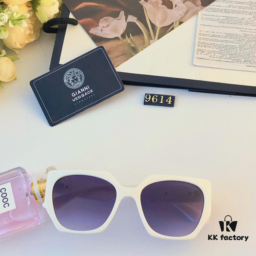 Versace Retro Polygonal New Instagram Style Trendy Sunglasses for Women, Round Face, Influencer Couple Street Snap Shades