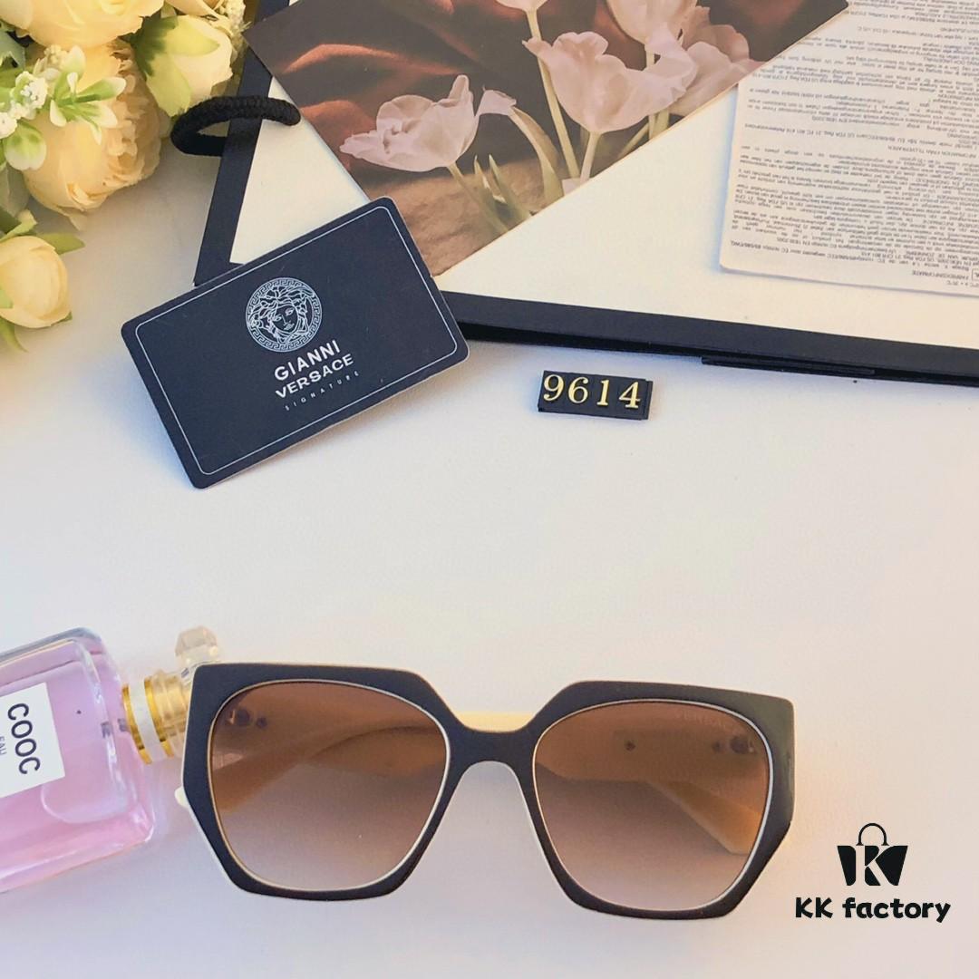 Versace Retro Polygonal New Instagram Style Trendy Sunglasses for Women, Round Face, Influencer Couple Street Snap Shades