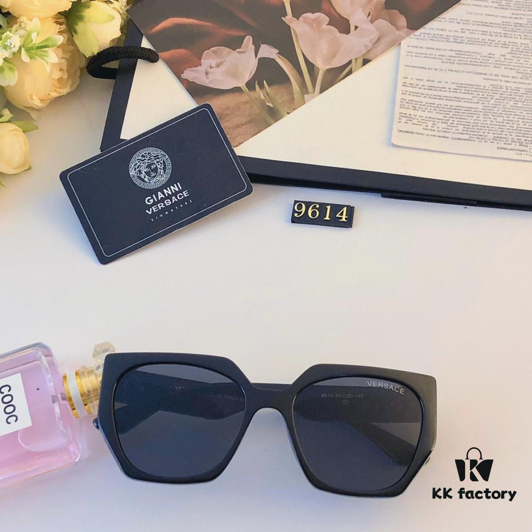 Versace Retro Polygonal New Instagram Style Trendy Sunglasses for Women, Round Face, Influencer Couple Street Snap Shades