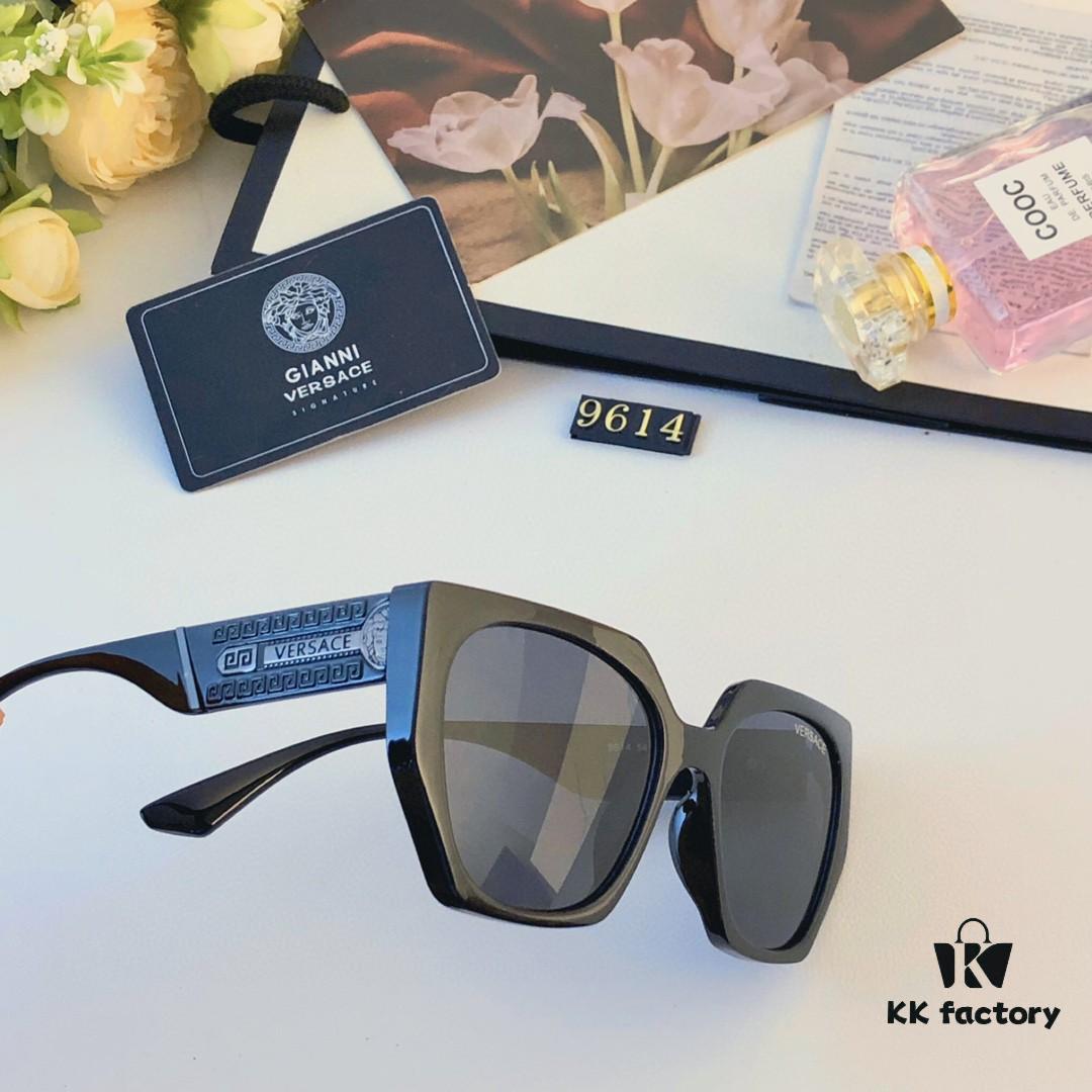 Versace Retro Polygonal New Instagram Style Trendy Sunglasses for Women, Round Face, Influencer Couple Street Snap Shades