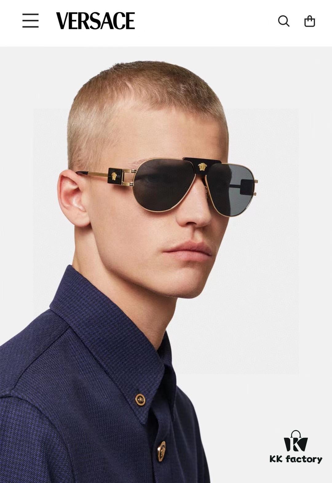 VERSACE Versace Fashion Sunglasses in European and American Style, Unisex Polarized Sunglasses, Men's Sun Protection Glasses, Stylish Eyewear to Complement Facial Features