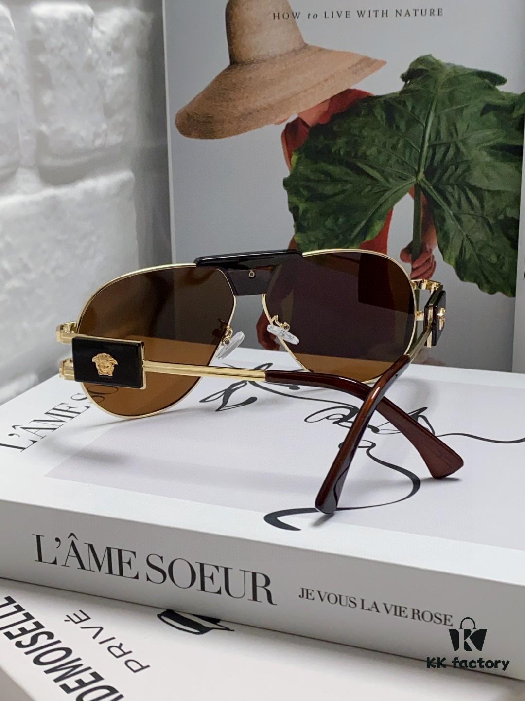 VERSACE Versace Fashion Sunglasses in European and American Style, Unisex Polarized Sunglasses, Men's Sun Protection Glasses, Ideal Eyewear for Facial Contour Enhancement