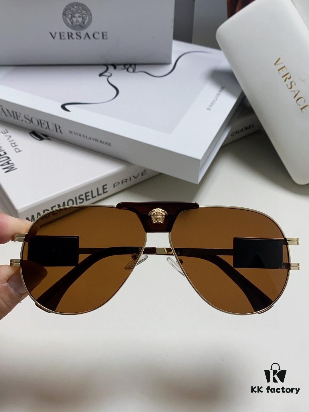 VERSACE Versace Fashion Sunglasses in European and American Style, Unisex Polarized Sunglasses, Men's Sun Protection Glasses, Ideal Eyewear for Facial Contour Enhancement