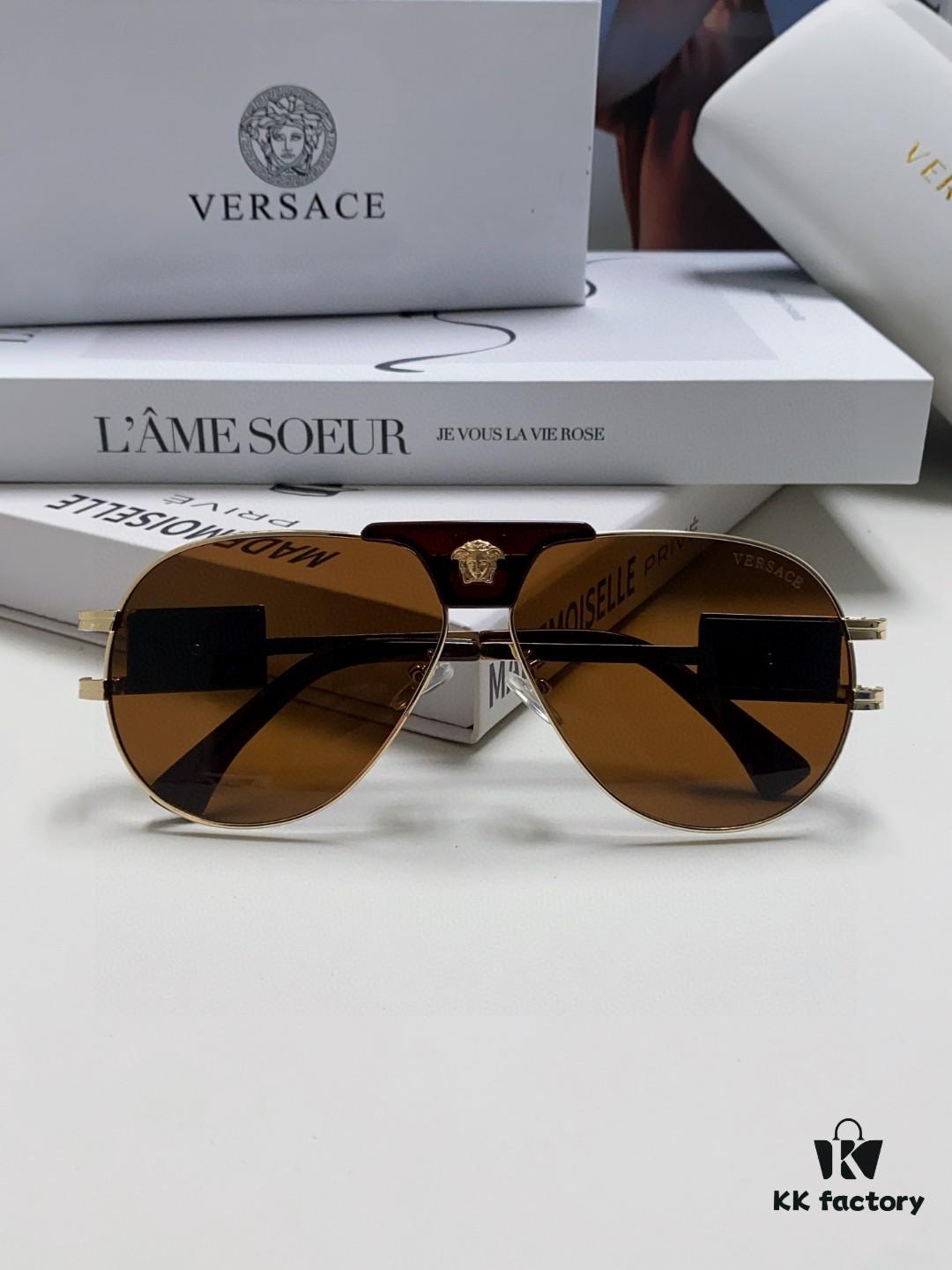 VERSACE Versace Fashion Sunglasses in European and American Style, Unisex Polarized Sunglasses, Men's Sun Protection Glasses, Ideal Eyewear for Facial Contour Enhancement