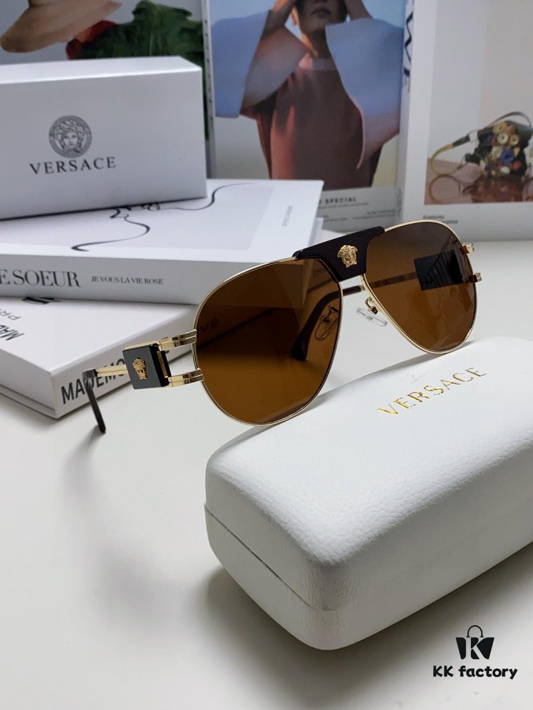 VERSACE Versace Fashion Sunglasses in European and American Style, Unisex Polarized Sunglasses, Men's Sun Protection Glasses, Ideal Eyewear for Facial Contour Enhancement
