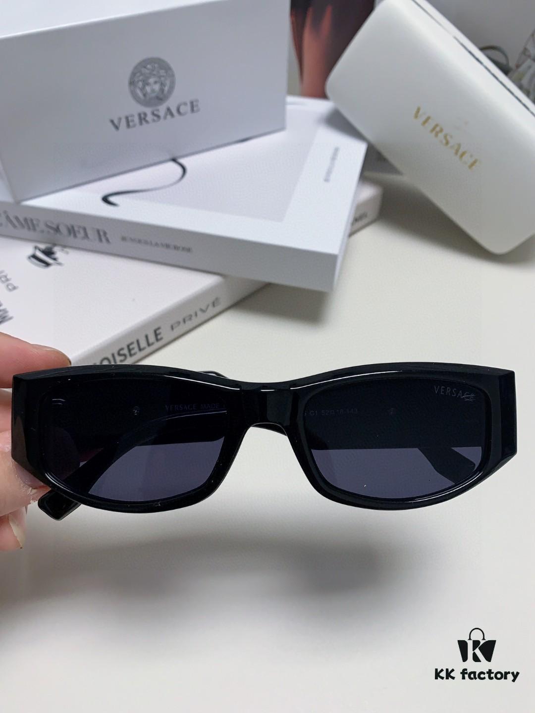 Versace 2014 New Small Frame Sunglasses for Women, Stylish Letter Design Unisex Square Sunglasses, Vintage-Inspired Men's and Women's Eyewear