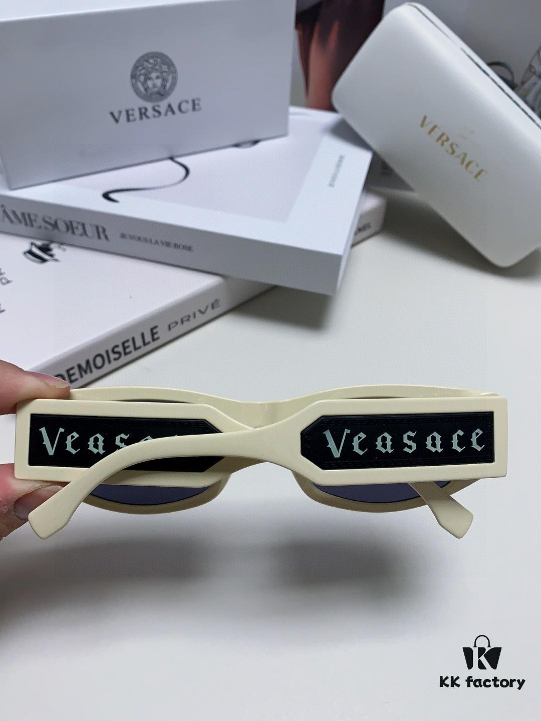 Versace 2014 New Small Frame Sunglasses for Women, Stylish Letter Design Unisex Square Sunglasses, Vintage-Inspired Men's and Women's Eyewear