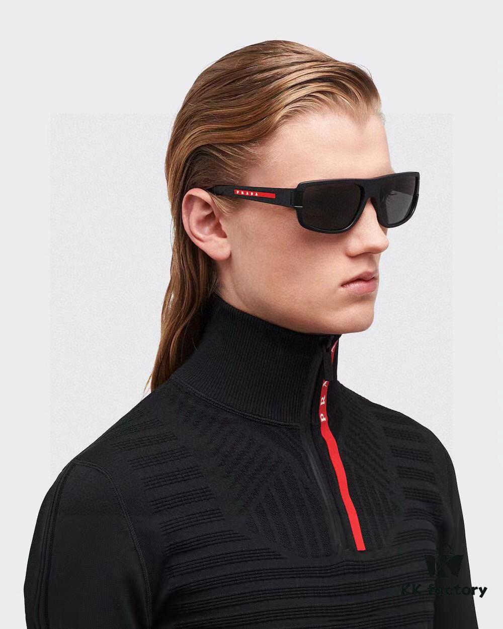 Prada 2025 Men's Square Frame Lightweight Sports Sunglasses, European Style Minimalist Driving and Casual Sun Glasses