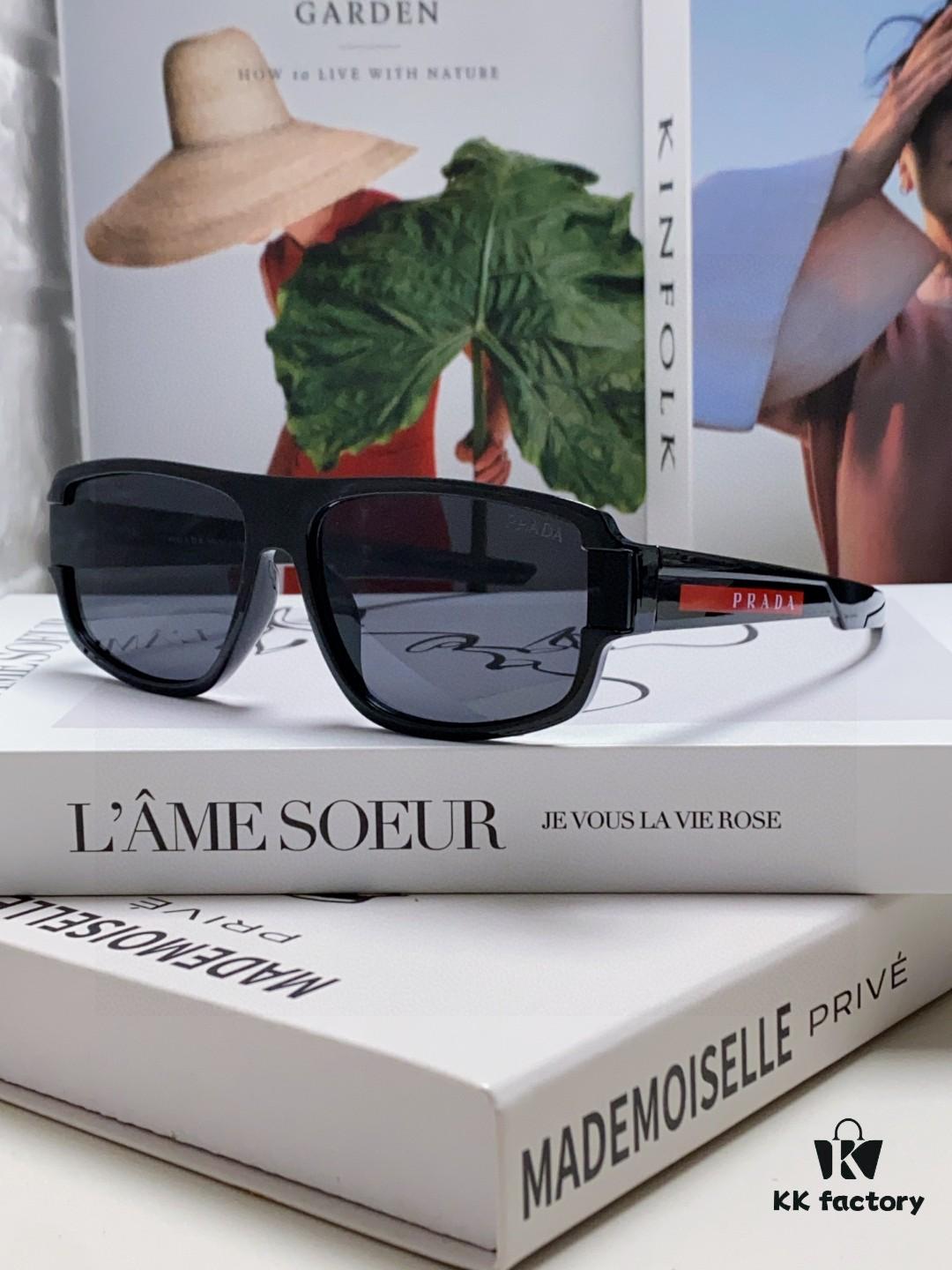 Prada 2025 Men's Square Frame Lightweight Sports Sunglasses, European Style Minimalist Driving and Casual Sun Glasses