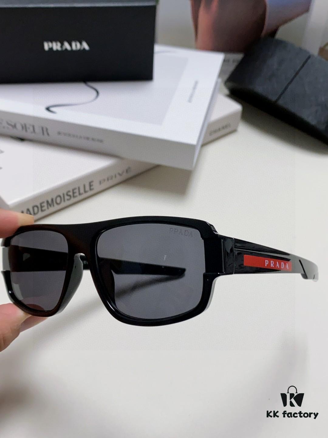 Prada 2025 Men's Square Frame Lightweight Sports Sunglasses, European Style Minimalist Driving and Casual Sun Glasses