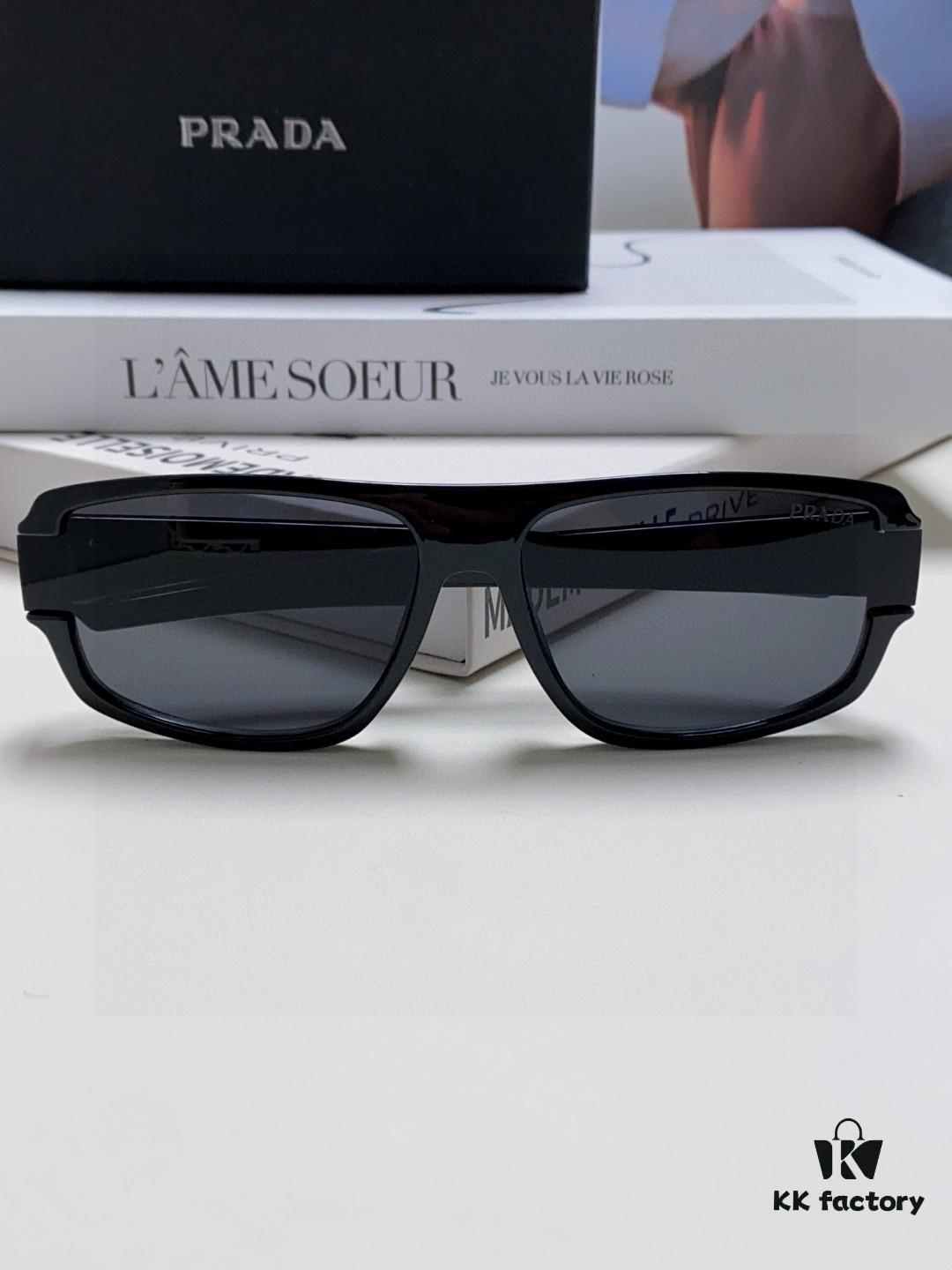 Prada 2025 Men's Square Frame Lightweight Sports Sunglasses, European Style Minimalist Driving and Casual Sun Glasses