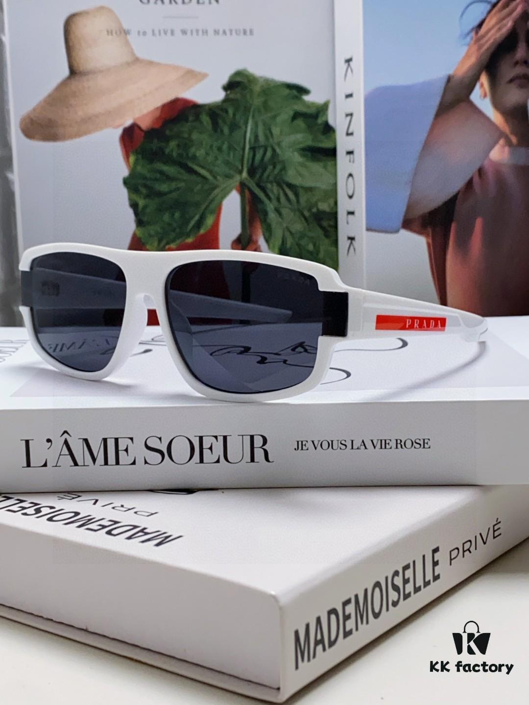 Prada 2025 Men's Square Frame Lightweight Sports Sunglasses, Minimalist European Style Unisex Sun Glasses