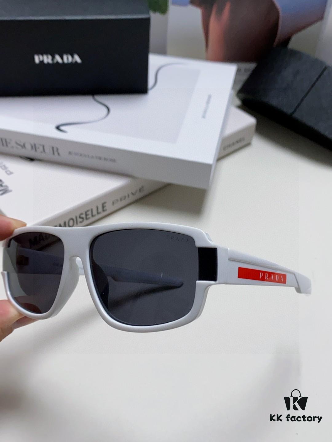 Prada 2025 Men's Square Frame Lightweight Sports Sunglasses, Minimalist European Style Unisex Sun Glasses