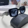 Prada 2025 New Retro Inverted Triangle Logo Sunglasses for Women, Stylish and Slimming Square Frame, High-End Fashion Sun Glasses
