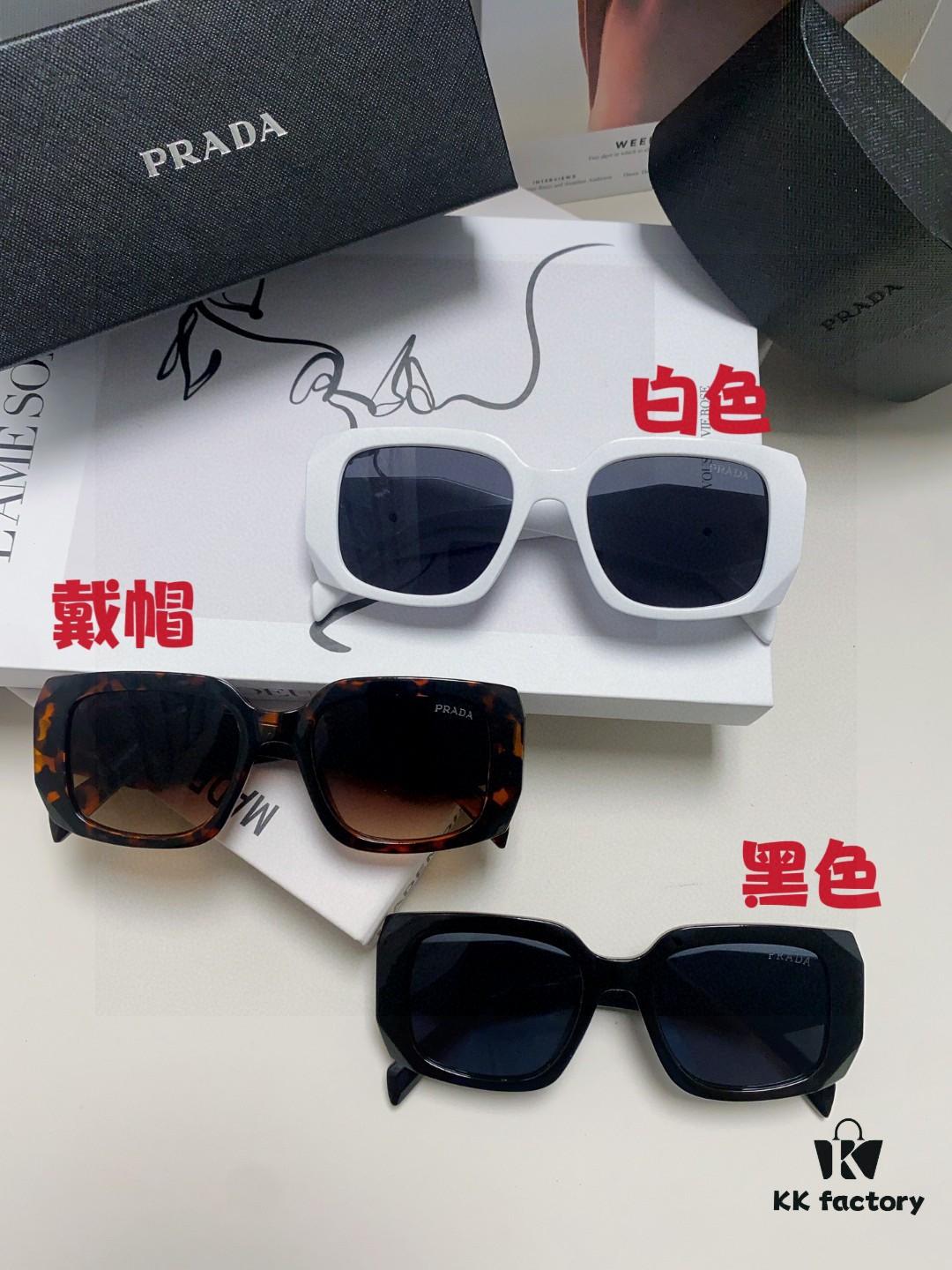 Prada 2025 New Retro Inverted Triangle Logo Sunglasses for Women, Stylish and Slimming Square Frame, High-End Fashion Sun Glasses