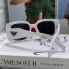 Prada 2025 New Retro Inverted Triangle Logo Sunglasses for Women, Stylish and Slimming Square Frame, High-End Fashion Sun Glasses