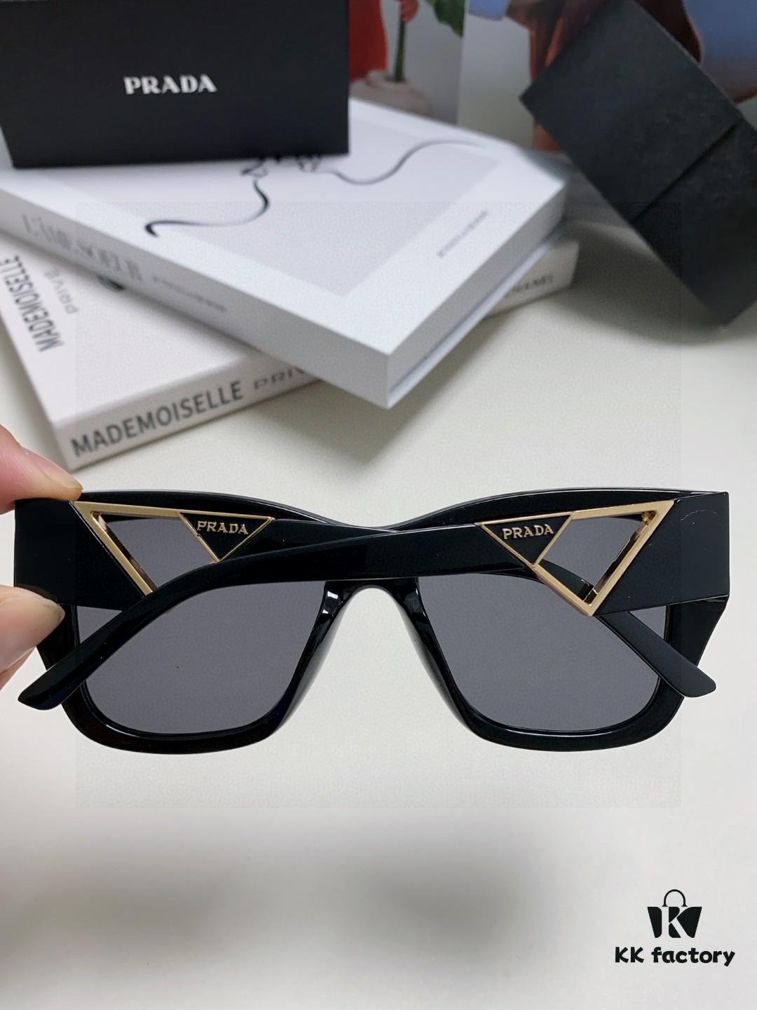 Prada 2025 Women's Square Frame Slimming Versatile Sunglasses, High-End European Style, UV Protection Fashion Eyewear
