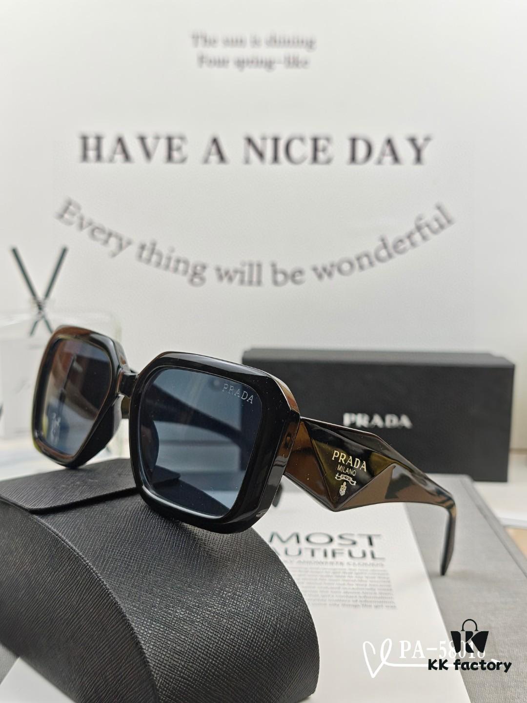 PRADA - New Lightweight TR Frame Sunglasses with Polaroid Resin Lenses, Fashionable UV Protection Eyewear for Travel and Driving, Celebrity Style Model 58018