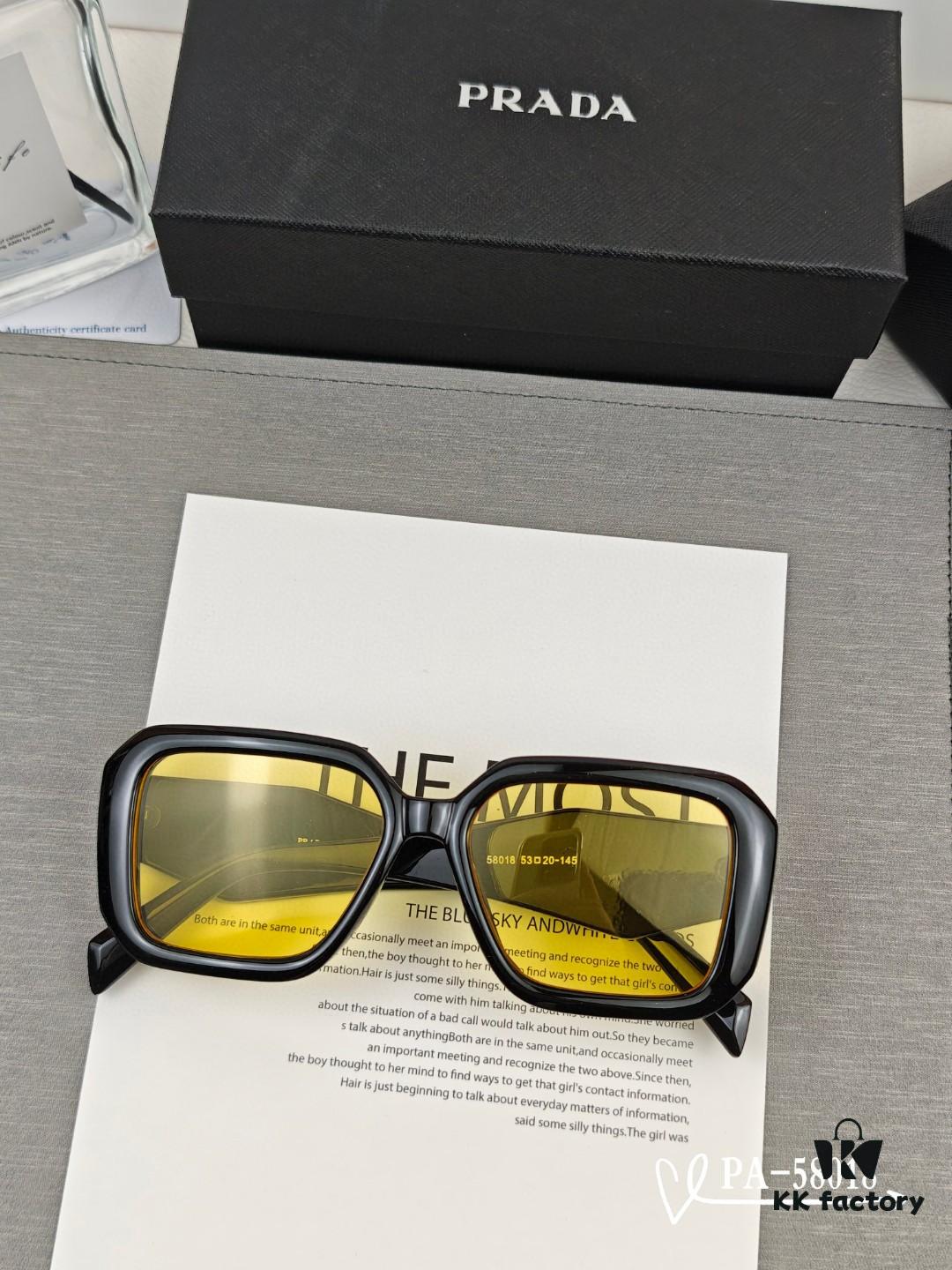 PRADA - New Lightweight TR Frame Sunglasses with Polaroid Resin Lenses, Fashionable UV Protection Eyewear for Travel and Driving, Celebrity Style Model 58018